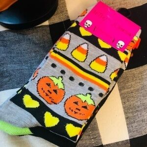 Betsey Johnson Halloween Socks Candy Corn Pumpkin Cute Fall NWT